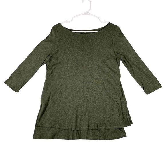 Pure Jill Boat Neck Layered Tunic Top Women S Green - Picture 1 of 10